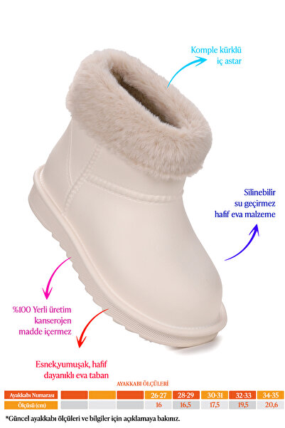 Kiko Kids Geta Su Geçirmez İçi Kürklü Kız Çocuk Eva Yağmur Kar Çizme