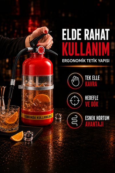 indirimsevinci Yangın Tüpü Görünümlü İçecek Dispenseri 1,5 L Hortumlu Parti İçecek Servis Makinesi