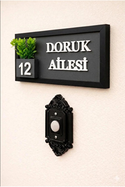 SHELİFE Kişiye Özel Ahşap Kapı İsimliği Çiçekli – 10x20 cm MDF Dekoratif Kapı...