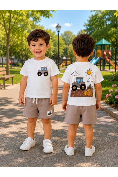 erayalpkids طقم شورت رجالي مطبوع عليه سيارة