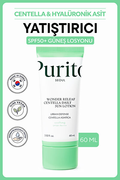 Purito Wonder Releaf Centella Daily Sun Lotion SPF50+ PA++++ | Yatıştırıcı Be...