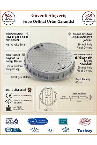 LUX WARES Rögar Kapağı - El Tutmalı - Çerçeveli - Menhol Kapak - 40cm