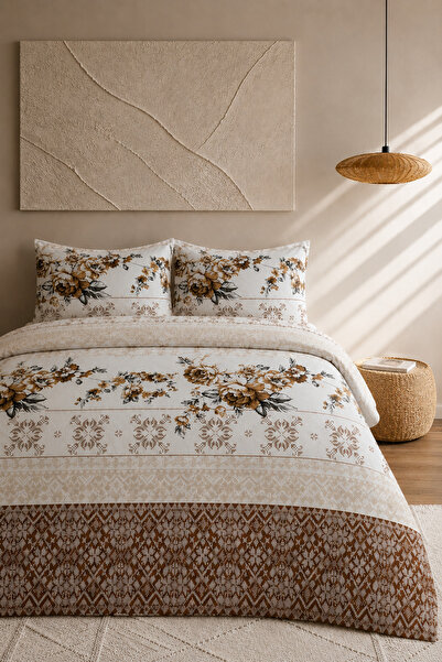 Boreas Home Σετ Παπλωματοθήκη Διπλή με Βαμβακερό Ελαστικό Σεντόνι Alina 200x2...