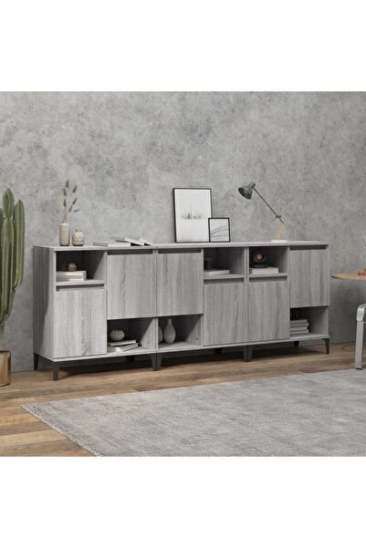 Concept Servante, 3 buc, sonoma gri, 60x35x70 cm, lemn prelucrat