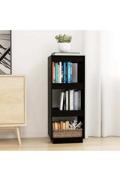 Concept Bibliotecă/Separator cameră negru 40x35x103 cm lemn masiv pin