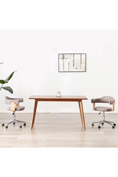 Concept Scaun de masă pivotant gri taupe lemn curbat/material textil