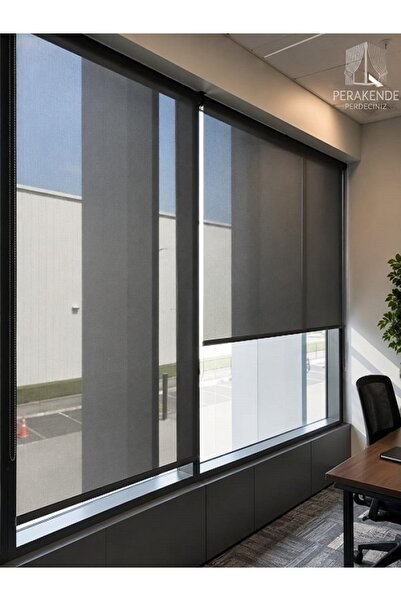 Nursu Perde Siyah Screen Stor Perde İthal Kumaş Ev Ofis Perdesi