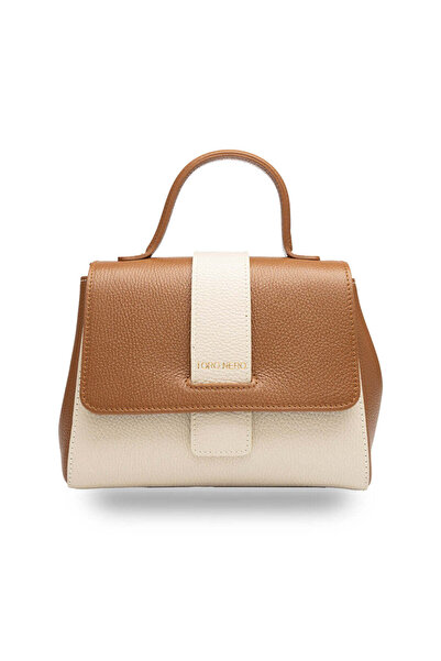 TORO NERO Geantă de damă din piele naturală maro-bej Ranya