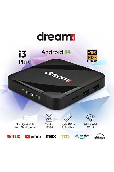Dreamstar i3 Plus | Android TV Box | Android 14 | WiFi | Akıllı Kumanda | HDM...