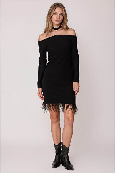 Vitrin Dress with Feather Detail on Skirt