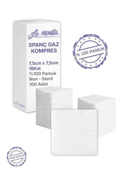 Alban Ağaoğlu Spanç Gazlı Bez 7,5x7,5cm 16 Katlı 100 Adet - Yüksek Emici, Yap...