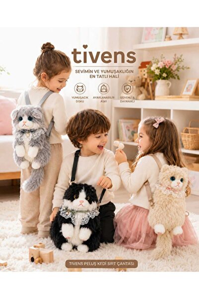 TİVENS SESLİ MÜZİKLİ KEDİ ÇANTA PELUŞ OYUNCAK
