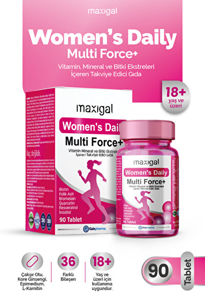 Maxigal Women’s Daily Multi Force + Vitamin, Mineral ve Bitki Ekstreleri İçer...