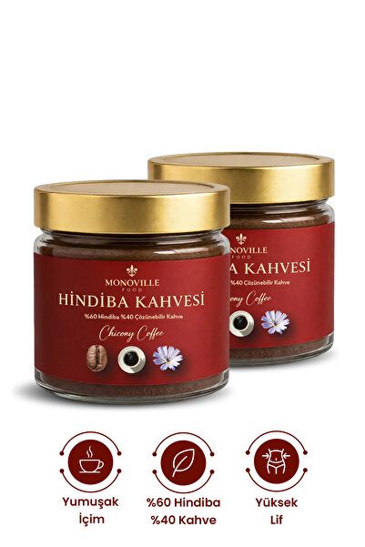 Monoville Chicory Coffee 75 Gr Set of 2 60% Chicory 40% Coffee Glass Jar (Chi...