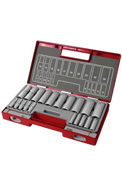 Extol Set of 20 sockets, Extol, 1/2", 1/4", elongated, CrV