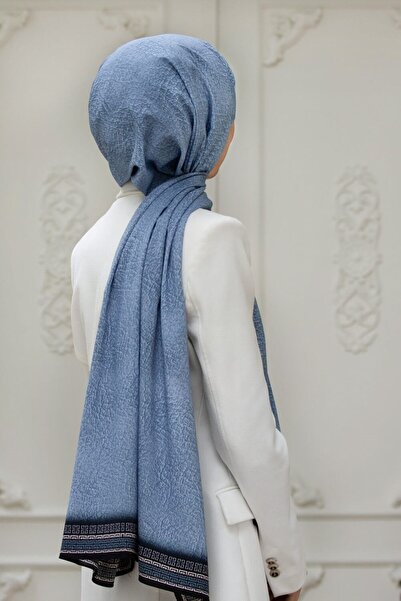 Vissona KREP DESENLİ BEBE MAVİSİ RENKLİ 75X195 KIRIŞMAZ ŞAL