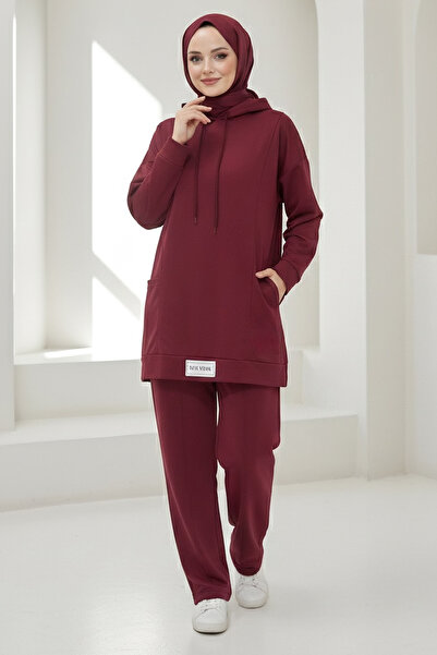 TOFİSA Armalı Double Pocket Vortex Double Suit Claret Red - 27982-Bordo
