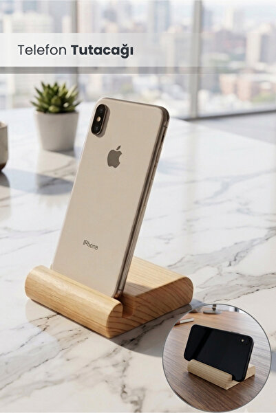 Orvila Kaydırmaz Taban Ahşap Telefon Tutacağı Tüm Telefonlara Uyumlu Stand