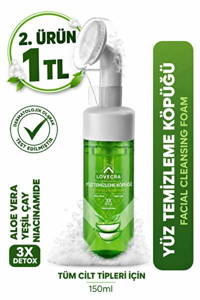 LOVECRA Aloe Vera Yüz Temizleme Köpüğü Gözenek Arındırıcı Derinlemesine Temiz...