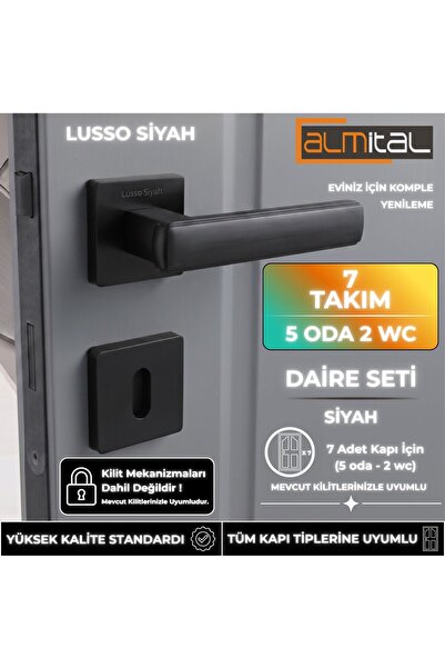 almital mobilya aksesuarları furniture accessories Lusso Siyah 5 Adet Oda 2 A...
