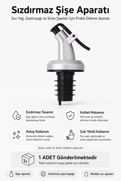 Impress Leak-Proof Single Oil Pot Stopper, Bottle Tip with Anti-Drip Cap