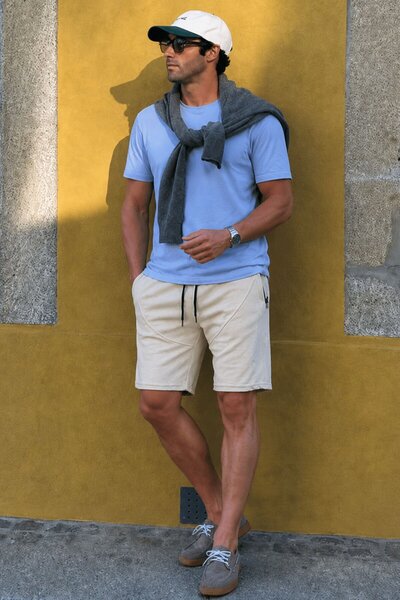 Madmext Beige Men's Basic Capri Shorts