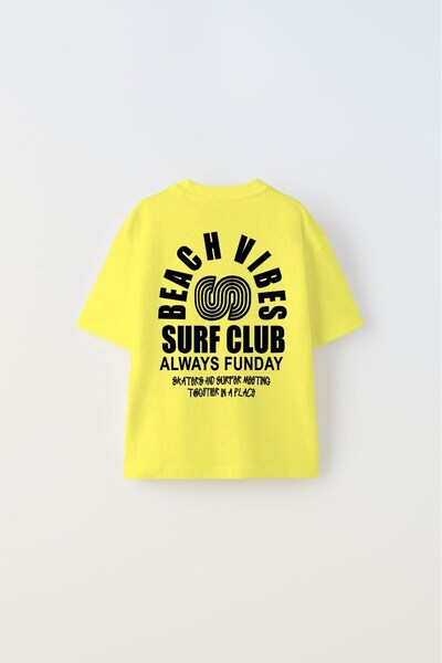 The Champ Clothing Plažni vibes surf klub, majica sa obrnutim S dizajnom, žut...