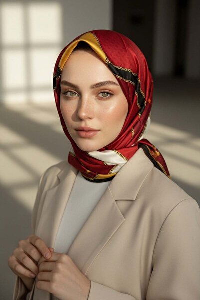 VİOLLA Twill Eşarp - Bordo / Siyah
