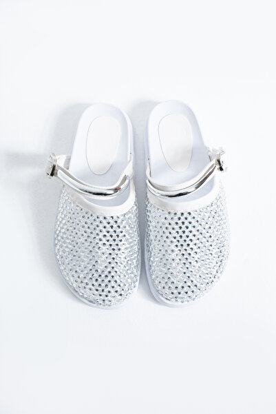 DUXAL SHOES Evelyn Şıl Işıl Crystal Stone Luxury Women's Slippers with Metal ...