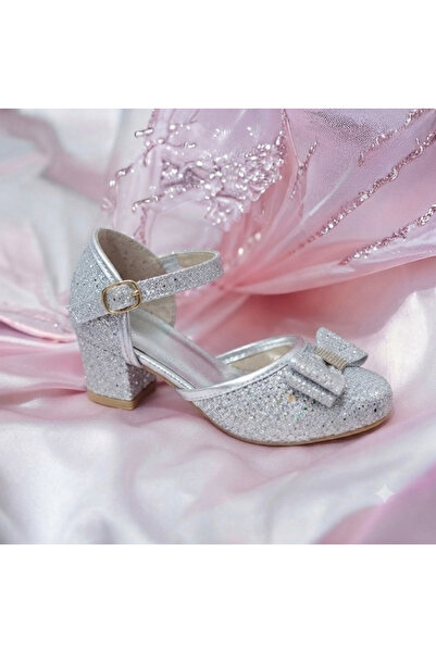 PATİK BEBE Girls' Silver Color Mini-Heel Comfortable Stylish Dress Shoes