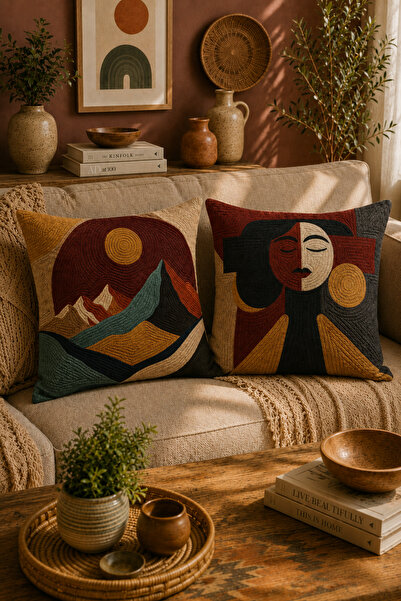 Belle Benoit Set of 2 Embroidery Patterned, Double-Sided Printed, Decorative ...