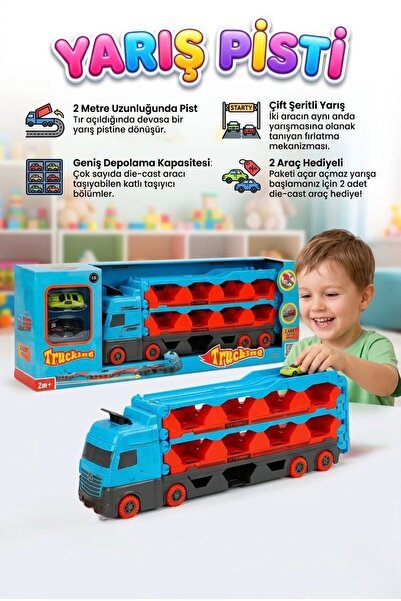 Farbu Toy Speed ​​Track Truck, 2 Mt Track Single Arm Launcher 24 Vehicle Capa...