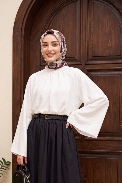 Modamorfo Spanish Tulle Modal Blouse with Inner Lining -White