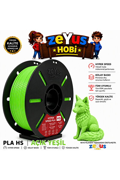 ZEYUS HOBİ Generic PLA HS Hyper Speed Filament – AÇIK YEŞİL | 1.75 mm | 1000 gr
