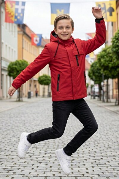 Zaziko Kids معطف موسمي للأولاد مقاوم للرياح مع جيوب وغطاء للرأس MM5016