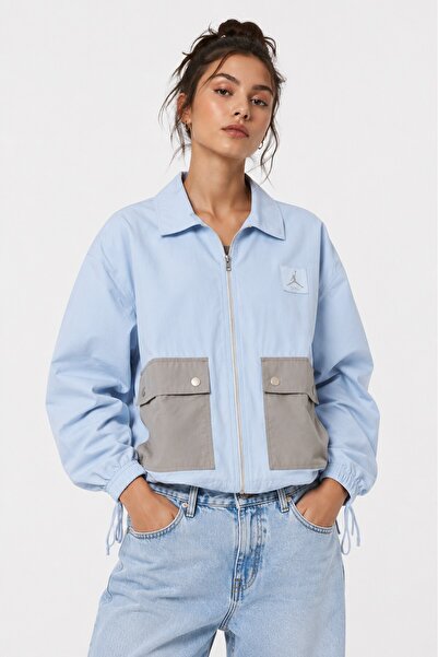Nike Jordan Flight Woven Blue Jacket Loose Fit Bol Kesim Κοντό Γυναικείο Μπου...
