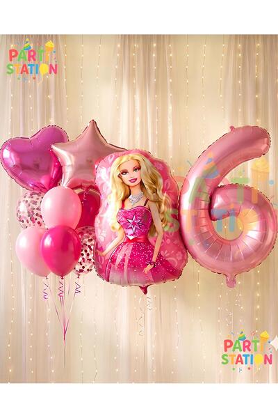 Parti Station 6 Yaş Balon Seti Barbie Konsept Parti Barbie Pembe Doğum Günü B...