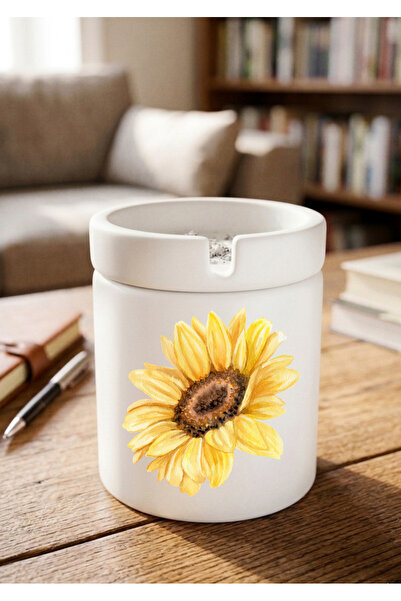 Eylül Design Ayçiçek Special Design Printed Ceramic Ashtray Odorless Culticle