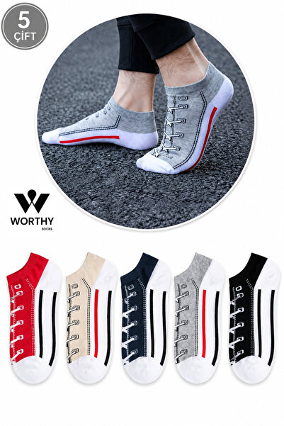 WORTHY SOCKS 5'li Unisex Desenli Renkli Kısa Patik Bilek Çorap