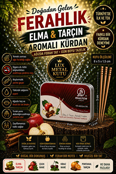mucize Elma-Tarçın Aromalı Kürdan-Sakız ve Şeker Alternatifi -Değişik Meyve T...