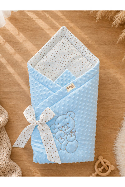 Bebella بطانية ولفافة استقبال Chickpea Baby للأولاد الرضع، مطرزة بدب، مناسبة ...