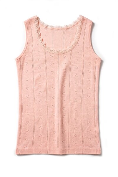 Öts Girl's 100% Cotton Undershirt Ribbed Thick Strap Jacquard Pattern Breatha...
