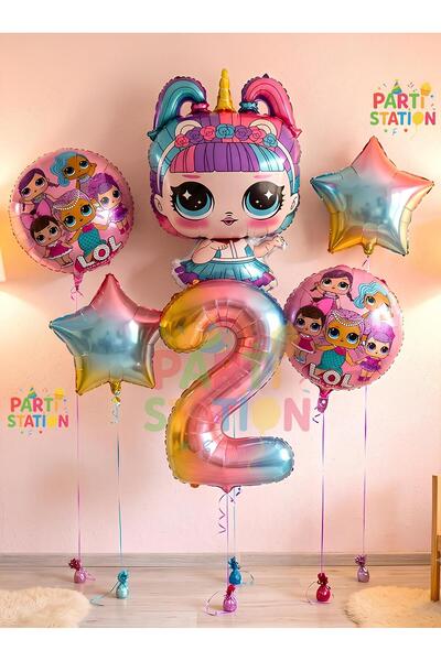 Parti Station Unicorn Lol Bebek Konsept 2 Yaş Balon Doğum Günü Set Yaş Balon Set