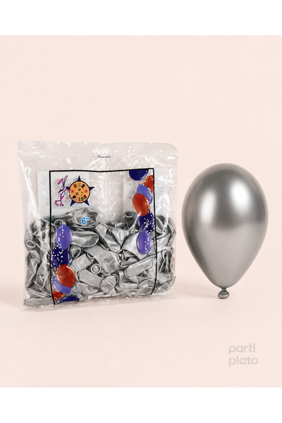 HBK Balon Metalik 06" Balon Hbk Gümüş 100'lü