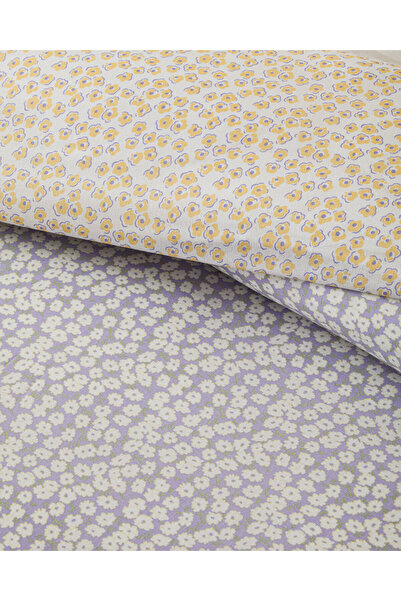 English Home Daisy Touch Kolay Ütülenir Çift Kişilik Nevresim Seti 200x220 cm Lila-Turuncu