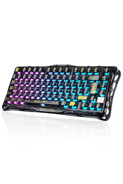 Gravastar GravaStar K1 Lite شفاف أسود: 75%، مفاتيح مشحمة مسبقًا، RGB، لاسلكية...