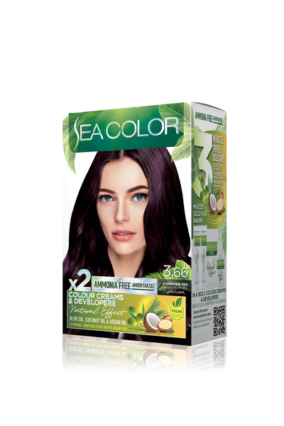 Sea Color Natural Effect Set Saç Boyası Amonyaksız 3.66 Patlıcan Moru