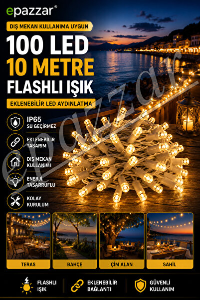 For Prime Ip65 Dış Mekan Waterproof 100 Led 10 Mt. Yılbaşı Parti Organizasyon...
