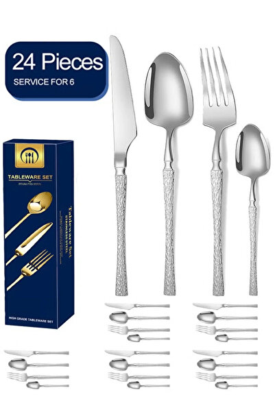 Arabest 24 PCS Silverware Cutlery Set,Stainless Steel Mirror Finish,Includes ...