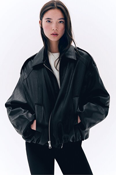 Bershka Balon kesim suni deri ceket